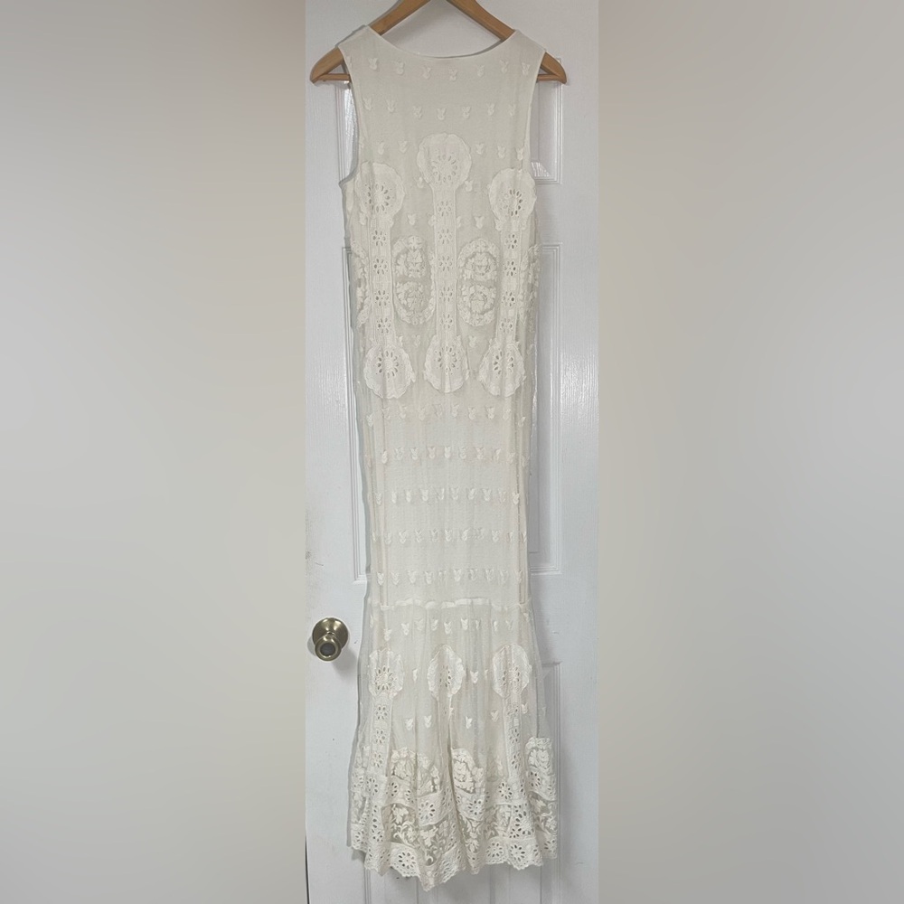 Sundance Dress Maxi Size Medium White Cream Embroidered Mesh Boho Spring Bridal - Picture 3 of 11